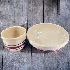 RRP Co Roseville Ransbottom Pottery Stripe Bowl Dish With Cup Mug Set Vintage